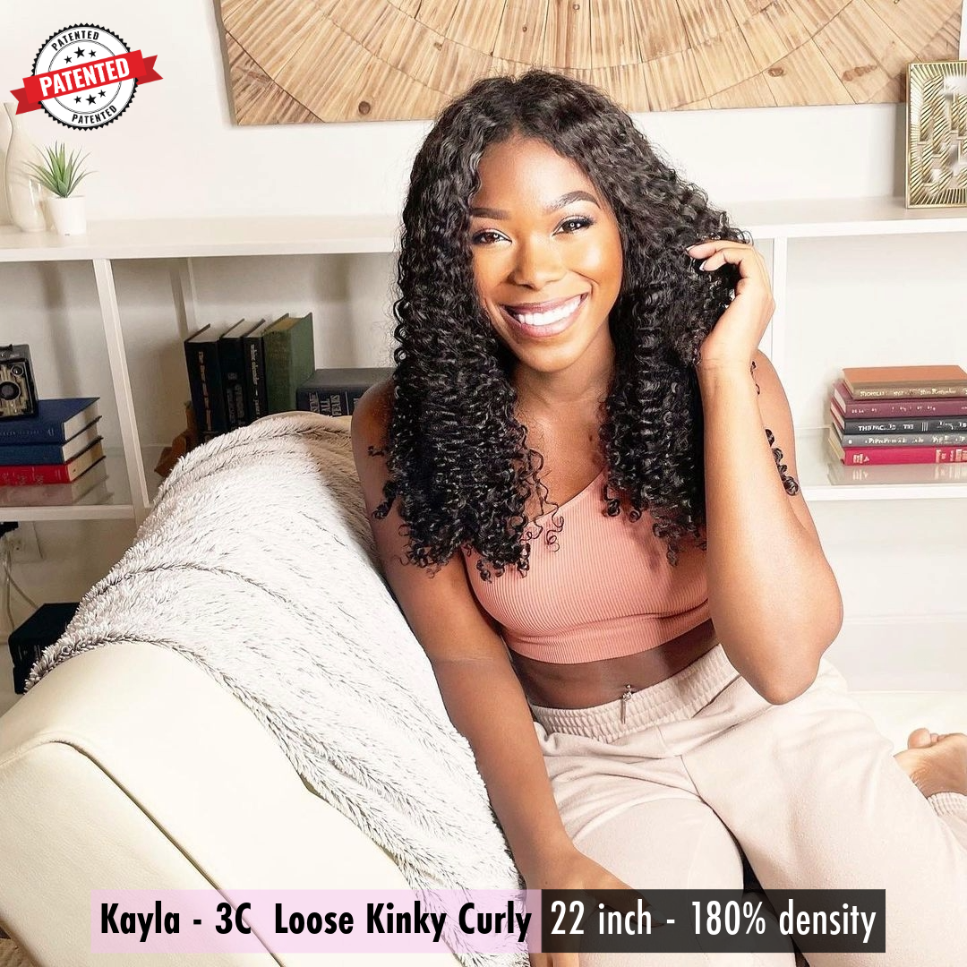 Kayla - 3c - Virgin Burmese Hair - Loose Kinky Curly - InVisiRoot® Thin-Part™️Wig