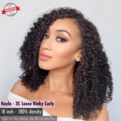 Kayla - 3c - Virgin Burmese Hair - Loose Kinky Curly - InVisiRoot® Thin-Part™️Wig