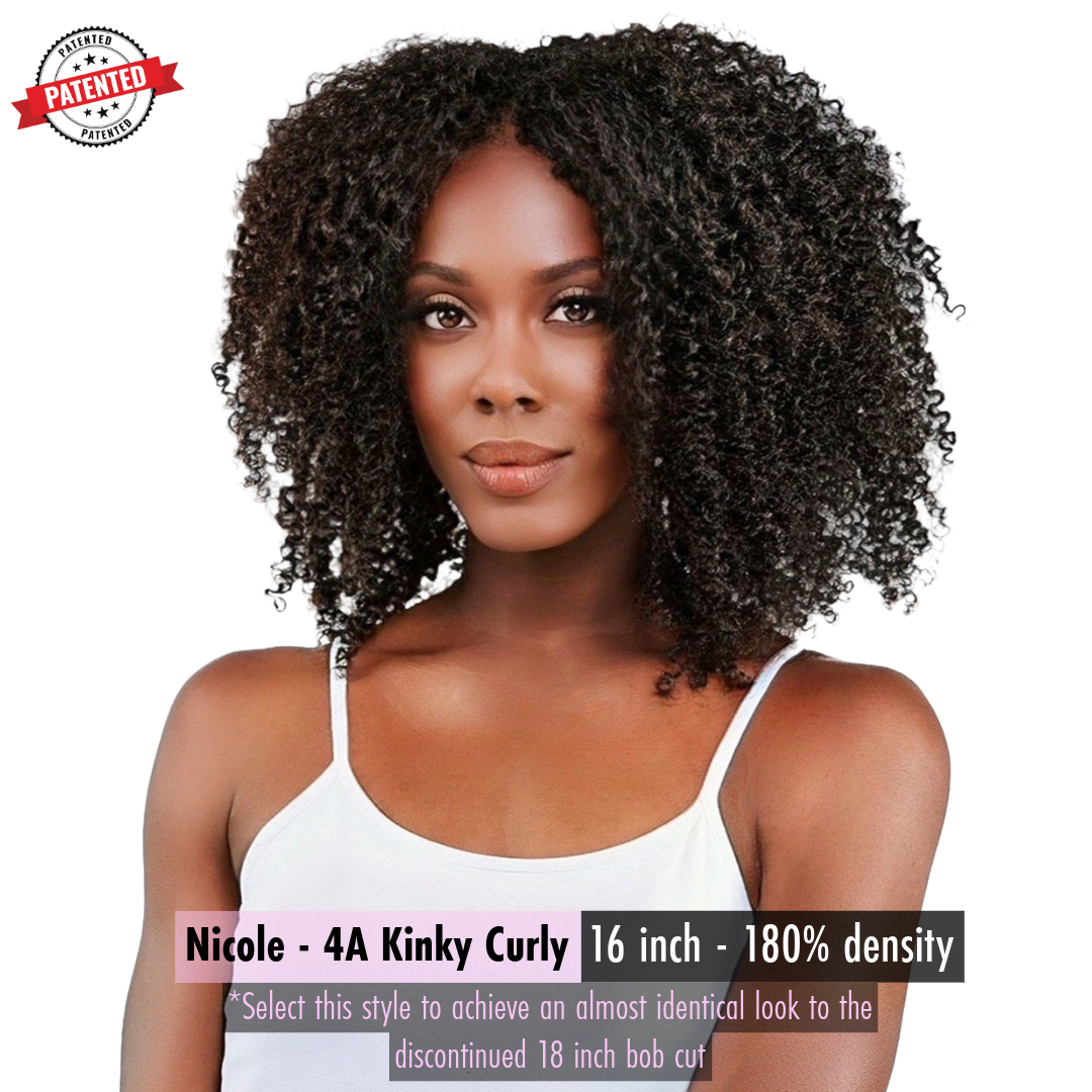 Nicole - 4a - Virgin Burmese  Hair - Kinky Curly - InVisiRoot® Thin-Part™️Wig