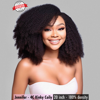 Jennifer - 4c - Virgin Burmese Hair - Kinky Coily - InVisiRoot® Thin-Part™️Wig